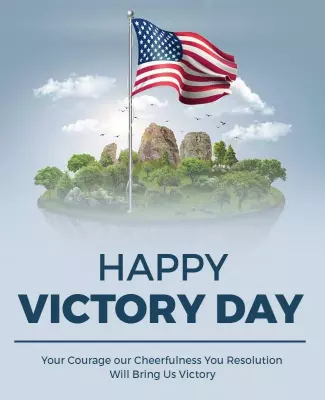 Victory Day Celebration Flyer with American Flag Template