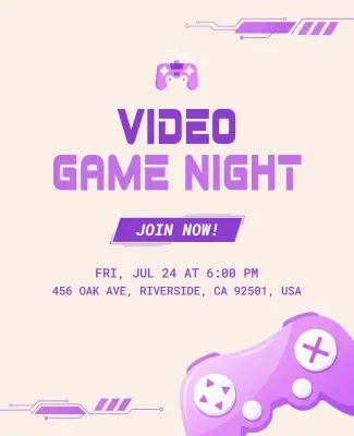 Video Game Night Event Poster Template