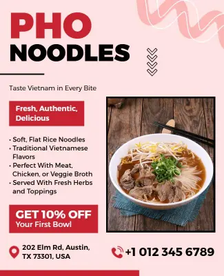 Vietnamese Pho Noodles Promotion Flyer Template