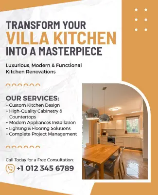 Villa Kitchen Renovation Service Flyer Template