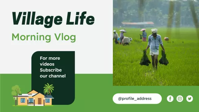 Village Life Morning Vlog Farming Activities YouTube Thumbnail Template