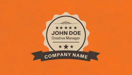 Vintage Badge Design with Orange Background Business Card Template