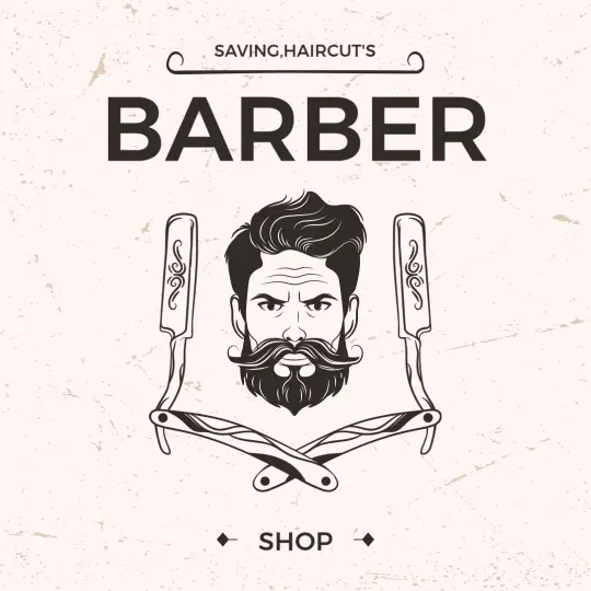 Vintage Barber Shop Illustration with Straight Razors Ad Template