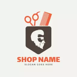 Vintage Barber Shop Logo Featuring Classic Scissors and Comb Logo Template
