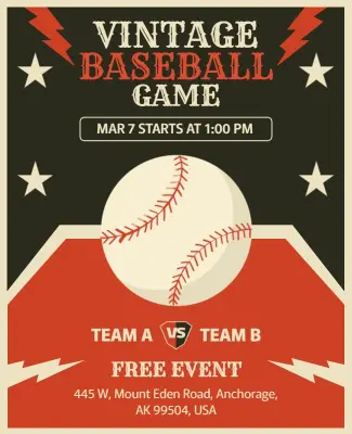 Vintage Baseball Game Event Flyer Template