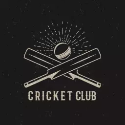 Vintage Black and White Cricket Team Logo with Bats and Ball Logo Template