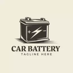 Vintage Black Car Battery Design with Dynamic Elements Logo Template