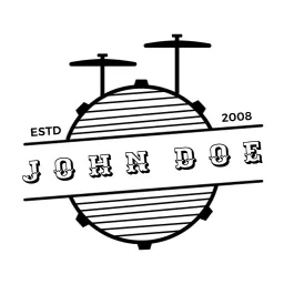 Vintage Black Drum Design Showcasing Drummer Identity Logo Template