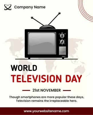 Vintage Black Television Day Celebration Poster Template