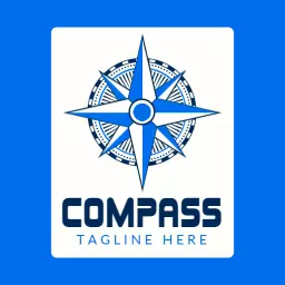 Vintage Blue Compass Design for Retro Adventures Logo Template