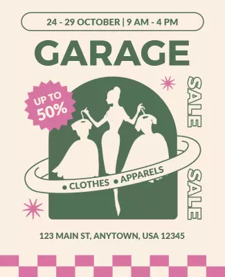 Vintage Chic Garage Sale Clothes and Apparels Poster Template