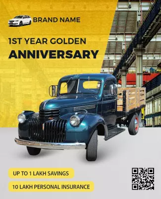 Vintage Classic Truck for 1st Year Anniversary Celebration Poster Template
