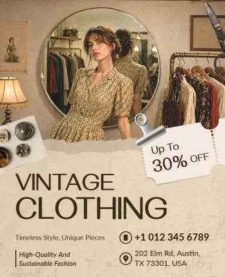Vintage Clothing Sale Advertisement Poster Template