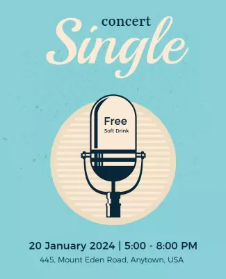 Vintage Concert Theme with Microphone and Soft Drink Poster Template