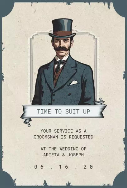 Vintage Elegant Groomsman Service Request Invitation Template