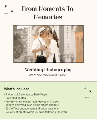 Vintage Elegant Wedding Photography Package Poster Template