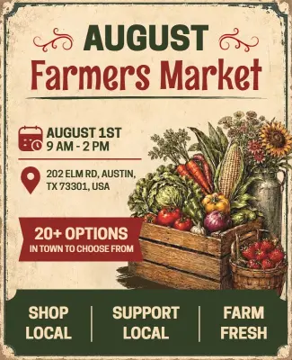 Vintage Farmers Market Event Flyer Template