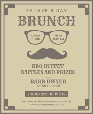 Vintage Father's Day Brunch Celebration Poster Template