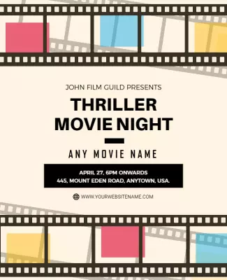 Vintage Filmstrip Design for Thriller Movie Night Poster Template