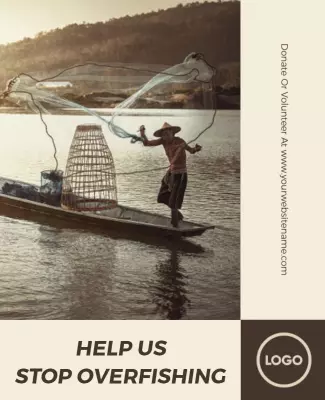 Vintage Fishing Awareness Campaign Poster Template