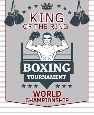 Vintage Gray Boxing Championship Tournament Poster Template