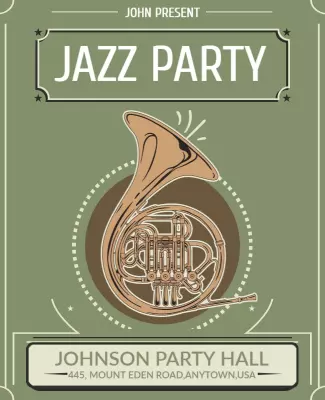 Vintage Green Jazz Party Celebration Poster Template