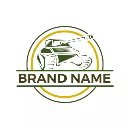 Vintage Green Military Tank Design for Defense Logo Template