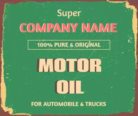 Vintage Green Motor Oil with Bold Typography Ad Template