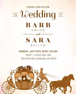 Vintage Horse Drawn Carriage Wedding Flyer Template