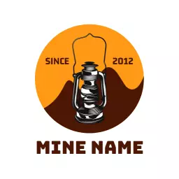 Vintage Lamp and Mountain Highlighting Mining Industry Logo Template
