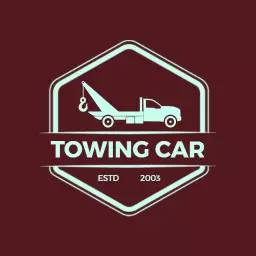 Vintage Maroon and Light Blue Towing Car Service Logo Template