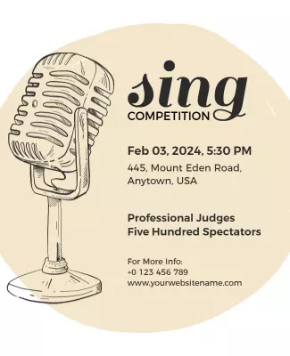 Vintage Microphone Design for Sing Competition Poster Template