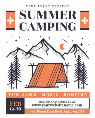 Vintage Mountain Summer Camping Adventure Poster Template