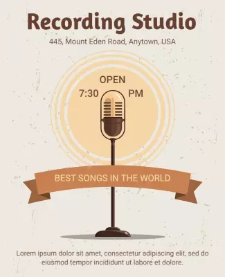 Vintage Music Recording Studio Event Announcement Poster Template