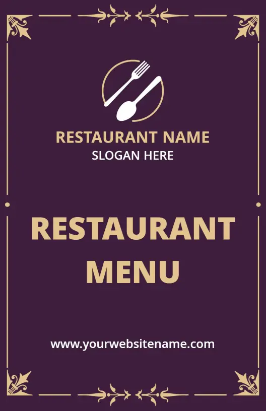 Vintage Purple Ornate Border Restaurant Menu Template