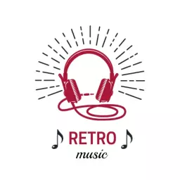 Vintage Red Headphones Symbolizing Retro Music Logo Template