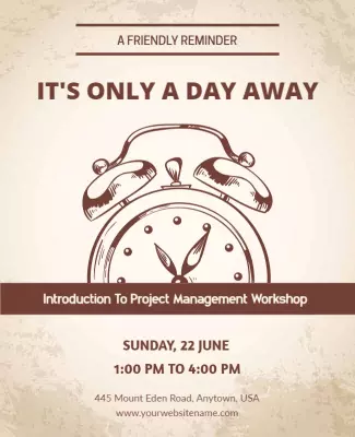 Vintage Reminder Clock Project Management Workshop Poster Template