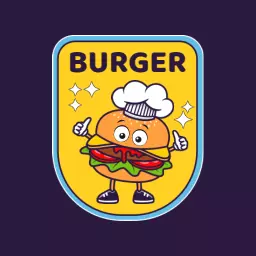 Vintage Retro Burger Character with Fun Elements Logo Template