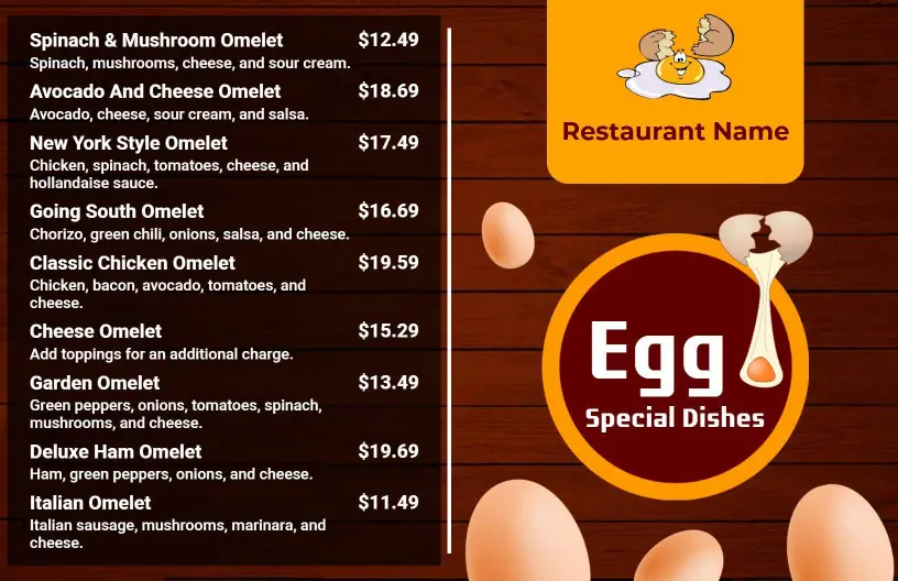 Vintage Rustic Egg Specialty Dishes Menu Template