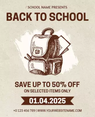 Vintage Sketch Style Back to School Sale Flyer Template