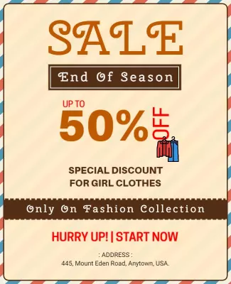 Vintage Stripe End of Season Fashion Sale Poster Template