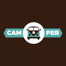 Vintage Style Camper Van Design in Retro Brown Logo Template