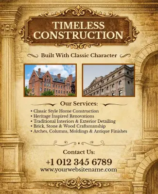 Vintage Style Construction Services Flyer Template
