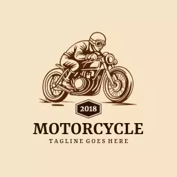 Vintage Style Motorcycle Rider in Action Logo Template