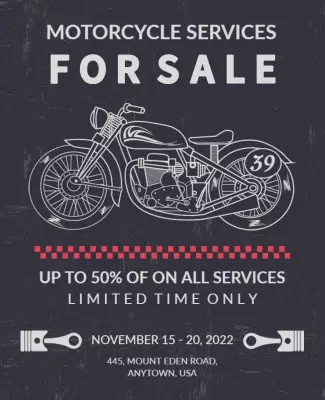 Vintage Style Motorcycle Services Sale Poster Template