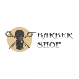 Vintage Style Shaving Tools Representing Barber Shop Logo Template