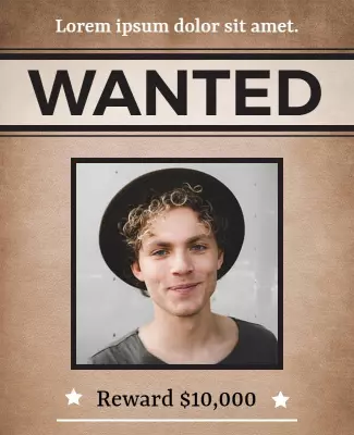 Vintage Style Wanted Criminal Reward Notice Poster Template