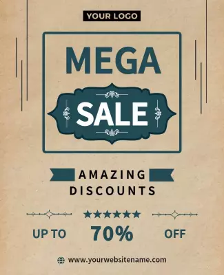 Vintage Styled Mega Sale Discount Offer Poster Template