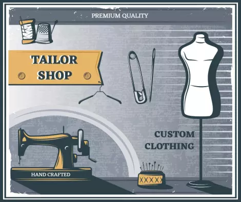 Vintage Tailor Shop Custom Clothing Design Ad Template