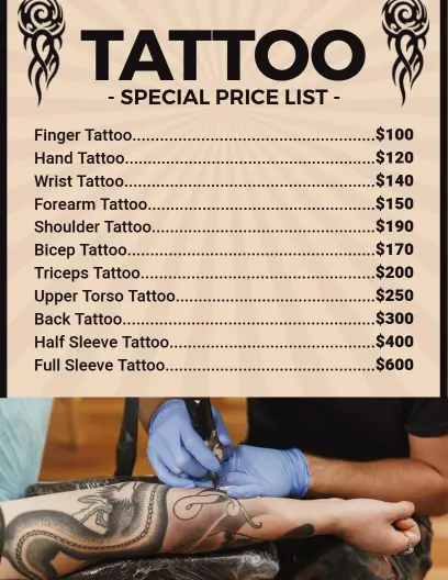 Vintage Tattoo Price List Template